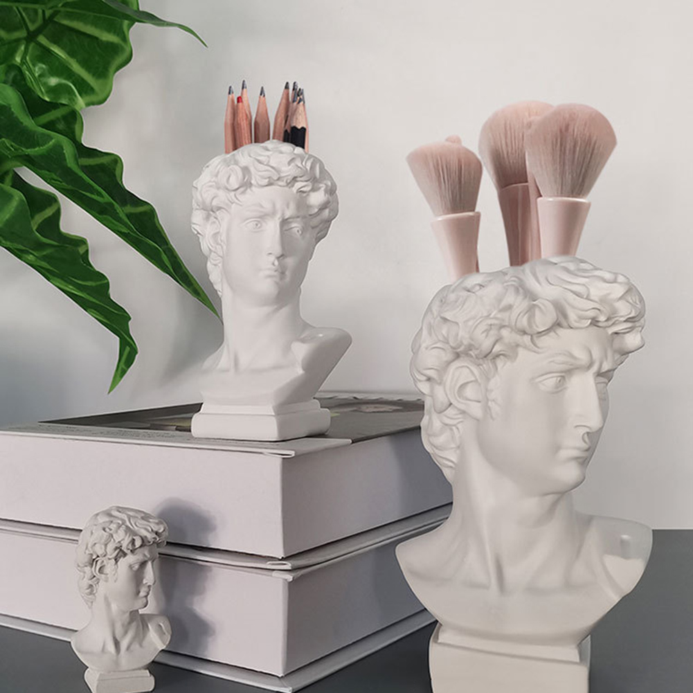 Art Craft Vase - ที่ใส่ปากกาดีไซน์สร้างสรรค์ กระถางดอกไม้ ที่เก็บแปรงแต่งหน้า รูปปั้นหัวคน เรซิ่น แจกันเดวิด