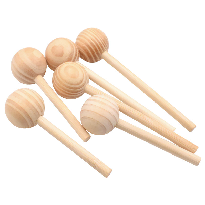 Art Craft Stick - ไม้อมยิ้มไม้ยังไม่เสร็จ 5 ชิ้น/ล็อต แท่งไม้เรียบสำหรับทำลูกอม พร้อมลูกบอล สำหรับงานฝีมือ