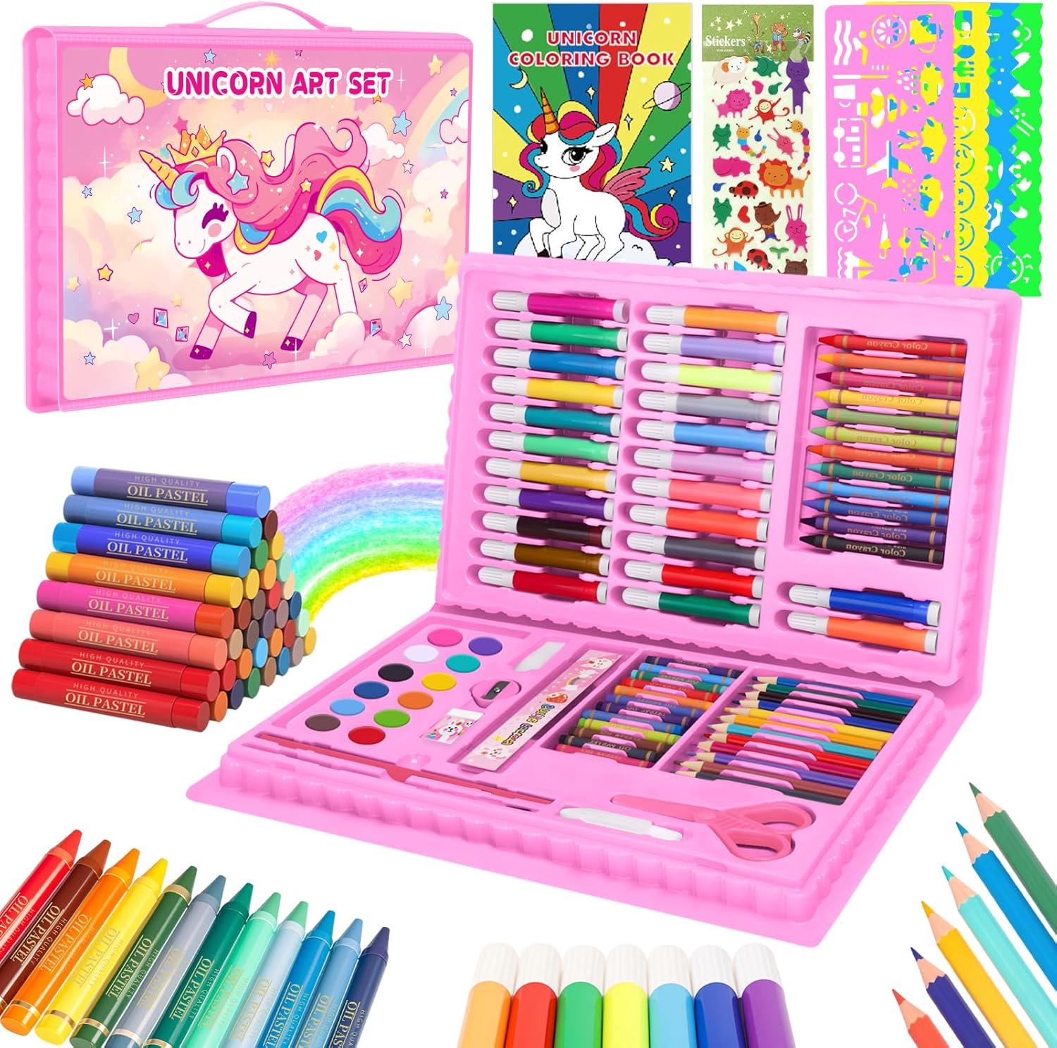 Watercolor Brush Pen - ชุดสมุดระบายสีสำหรับเด็ก ชุดวาดและระบายสีไดโนเสาร์ พร้อมดินสอสี ดินสอสีไม้ ปากกามาร์คเกอร์ สมุดสเก็ตช์ภาพ