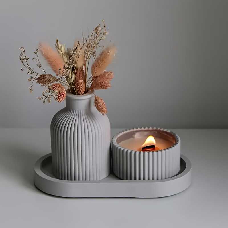 Art Craft Vase - 4 ชิ้นแม่พิมพ์ซิลิโคนรูปไข่ถาดแม่พิมพ์, แจกันแม่พิมพ์, Jar แม่พิมพ์สําหรับเรซิ่นปูนปลาสเตอร์ซีเมนต์คอนกรีตหล่อ, DIY