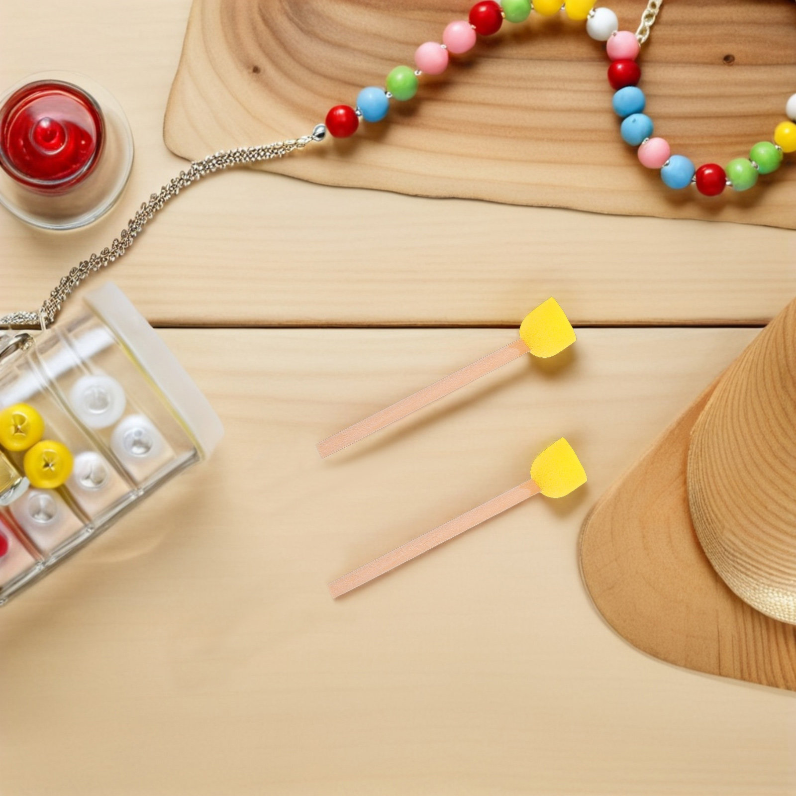 Art Craft For Preschool - แปรงฟองน้ำทรงกลม 80 ชิ้น ด้ามไม้ อุปกรณ์วาดภาพสำหรับงานฝีมือ อุปกรณ์ศิลปะสำหรับห้องเรียนอนุบาล