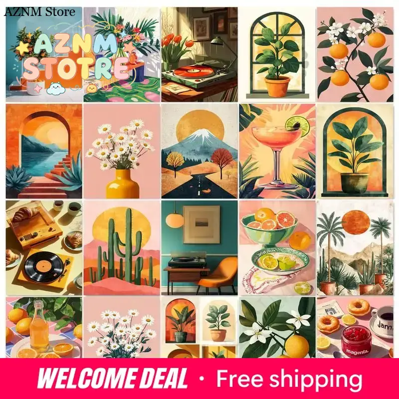 Art Craft For Adults - GATYZTORY ชุดระบายสีตามตัวเลข DIY ลายดอกไม้ งานศิลปะระบายสีตามตัวเลขสำหรับผู้ใหญ่ งานฝีมือ