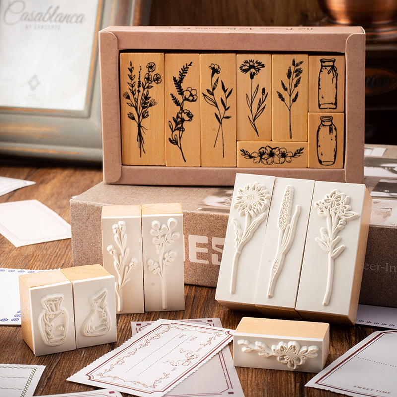 Art Craft Vase - Retro Lotus ไม้ชุดซีลแจกันคู่มือ DIY Photo Album