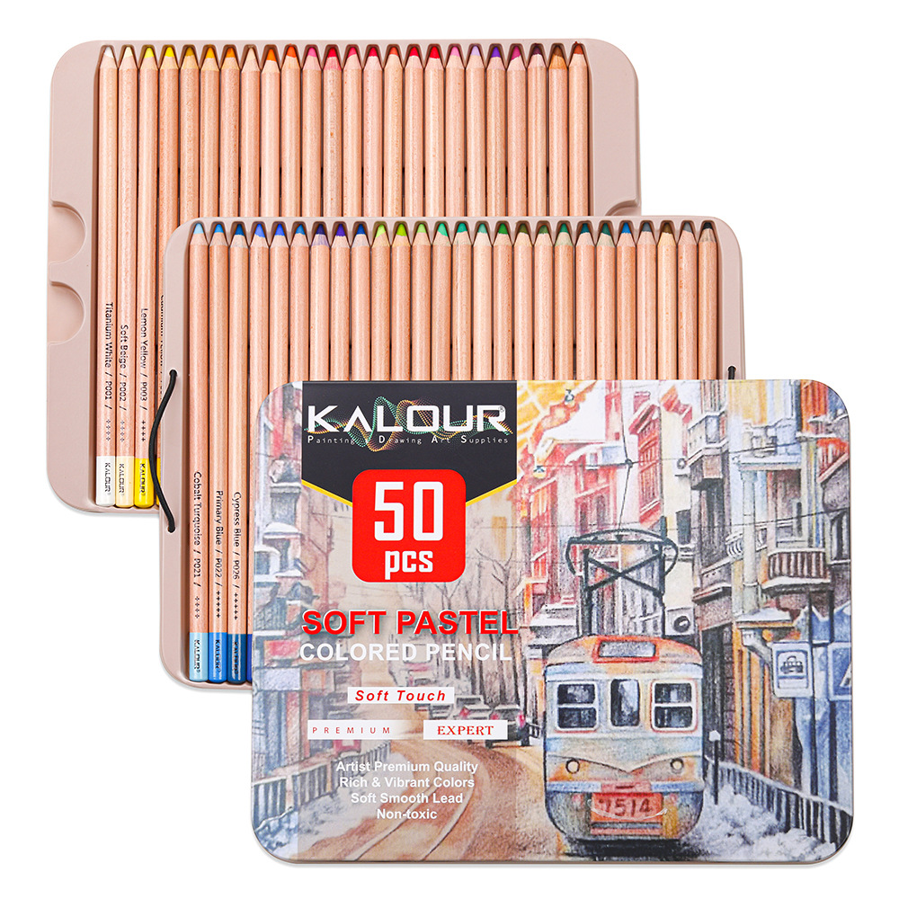 Colored Pencil Professional - ดินสอสี KALOUR 50 สี บรรจุในกล่องเหล็กสุดหรู เป็นดินสอสีระดับมืออาชีพ
