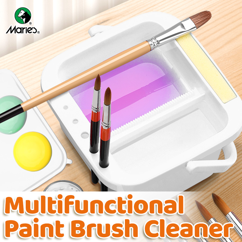Watercolor Brush Pen - Marie's White Paint Brush Cleaner เครื่องซักผ้าพร้อมฝาปิด,สีล้างผู้ถือปากกา,