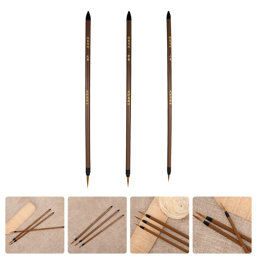 Watercolor Brush Pen - ปากกาวาดเส้นลายขนหมาป่า 3 ชิ้น ด้ามไม้ ออกแบบตามหลักสรีรศาสตร์ แปรงวาดรายละเอียดสำหรับสีน้ำ