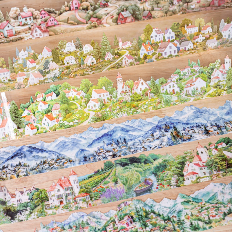 Art Craft Village - เทปตกแต่งลายหมู่บ้าน 6 ม้วน ขนาด 6ซม.×200ซม. ชุดเทปลายหมู่บ้านเล็กๆ