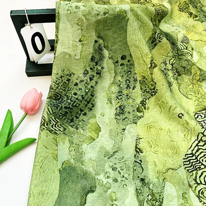 ผ้าฝ้ายพิมพ์ลายดิจิตอลสีเขียวแ - Silk Painting Dye บทวิจารณ์และราคา