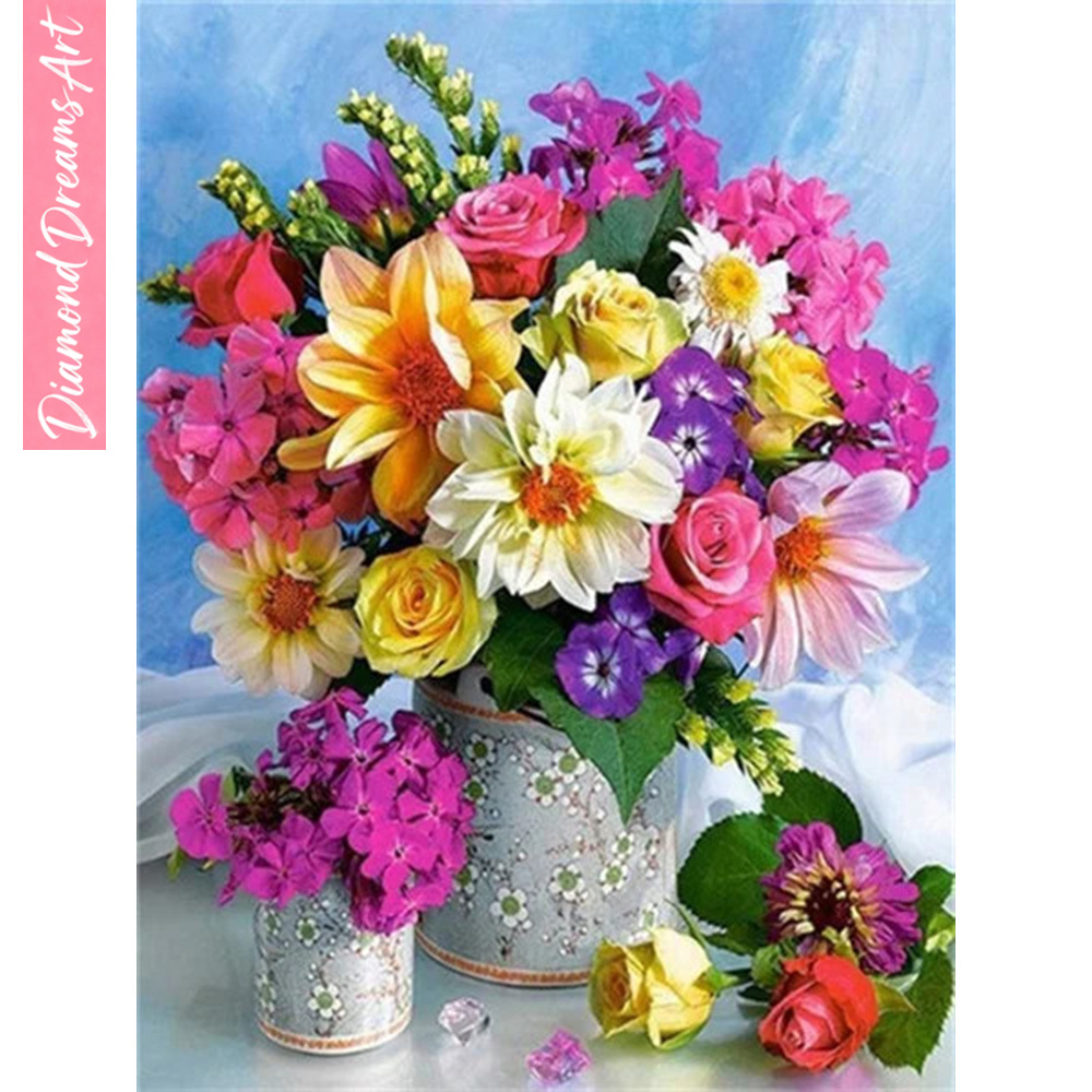 ภาพวาดเพชร 5 มิติ ลายดอกไม้ แจ - Art Craft Vase บทวิจารณ์และราคา