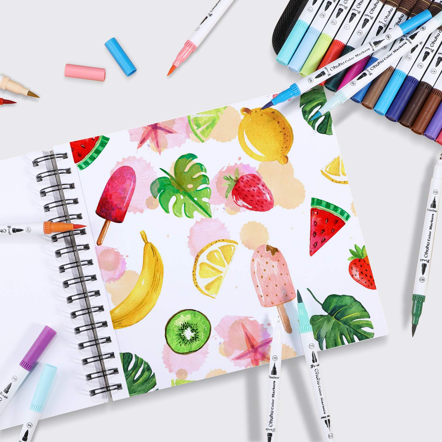 สมุดมาร์คเกอร์แบบสันเกลียว Ohu - Watercolor Brush Pen บทวิจารณ์และราคา