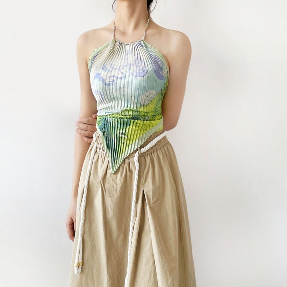 เสื้อครอปพิมพ์ลายแฟชั่นสไตล์ Y - Silk Painting Dye บทวิจารณ์และราคา